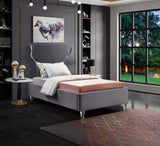Ghost Acrylic Contemporary Bed with Plush Upholstered Rails, Curved Headboard & Slats Included