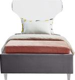Ghost Acrylic Contemporary Bed with Plush Upholstered Rails, Curved Headboard & Slats Included