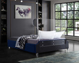 Ghost Acrylic Contemporary Bed with Plush Upholstered Rails, Curved Headboard & Slats Included