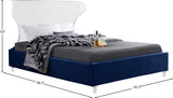 Ghost Acrylic Contemporary Bed with Plush Upholstered Rails, Curved Headboard & Slats Included