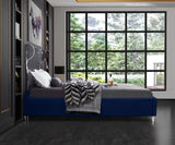 Ghost Acrylic Contemporary Bed with Plush Upholstered Rails, Curved Headboard & Slats Included