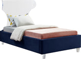 Ghost Acrylic Contemporary Bed with Plush Upholstered Rails, Curved Headboard & Slats Included