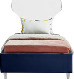 Ghost Acrylic Contemporary Bed with Plush Upholstered Rails, Curved Headboard & Slats Included