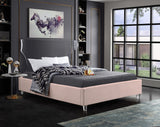 Ghost Acrylic Contemporary Bed with Plush Upholstered Rails, Curved Headboard & Slats Included