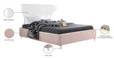 Ghost Acrylic Contemporary Bed with Plush Upholstered Rails, Curved Headboard & Slats Included