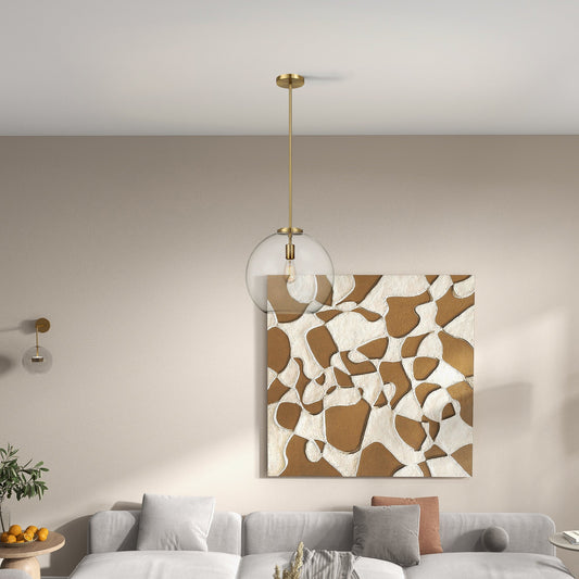 Gleam Single Light Pendant Lamp With Clear Globe Glass - Satin Brass