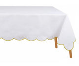 White with Gold Tablecloth - Scalloped