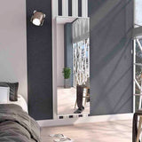 Tuhome Leto Wall Mounted Shoe Rack with Mirrored Single Door, Ten-Pair Storage Capacity, Space-Saving Vertical Organization System and Modern Multi-Functional Design for Entryways, Bedrooms or Compact Living Areas