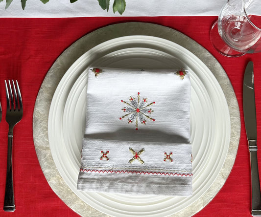 Fez Napkins in Red, Gold and Silver