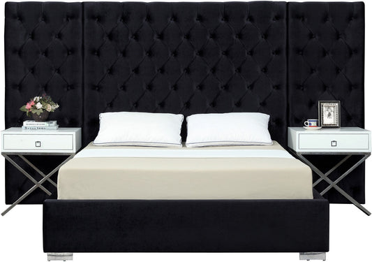 Grande Velvet Bed with Button Tufted Headboard – Stylish Modern Design for Luxurious Bedroom Decor