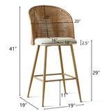 Grasse 29" Beige Rattan Upholstered Bar Stool (Set of 4)