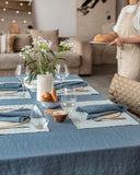 Dusty blue linen placemat set of 2