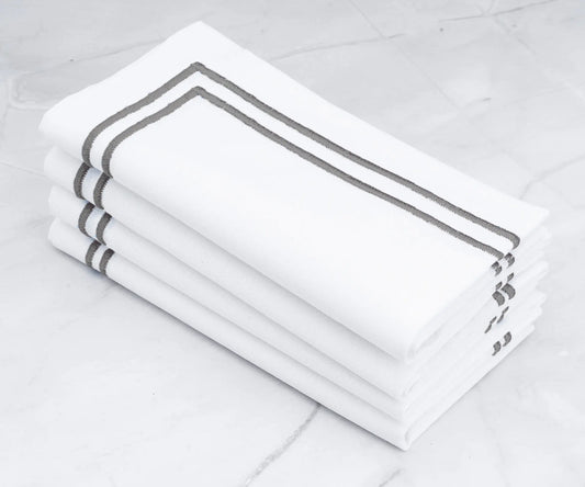 Gray Double Line Embroidery Napkins