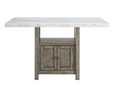 Grayson 6 Piece White Marble Top Counter Set (Counter Table, Counter Bench & 4 Counter Chairs)