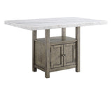 Grayson 6 Piece White Marble Top Counter Set (Counter Table, Counter Bench & 4 Counter Chairs)