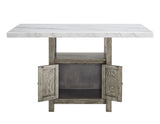 Grayson 6 Piece White Marble Top Counter Set (Counter Table, Counter Bench & 4 Counter Chairs)