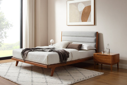 Mercury Upholstered Queen Platform Bed, Amber