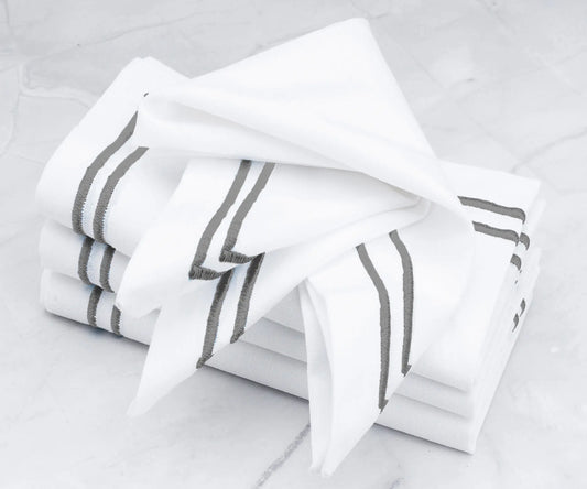 Gray Double Line Embroidery Napkins