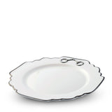 Pewter Bit Bone China Scallop Dinner Plate Platinum Rim