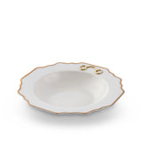 Gold Bit Bone China Scallop Soup Plate Gold Rim