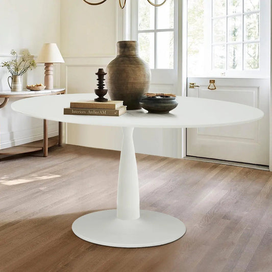 Harris 59" Modern Large Oval White Dining Table
