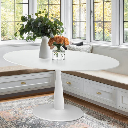 Harris 59" Modern Large Oval White Dining Table