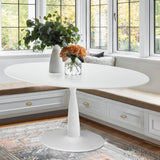 Harris 59" Modern Large Oval White Dining Table