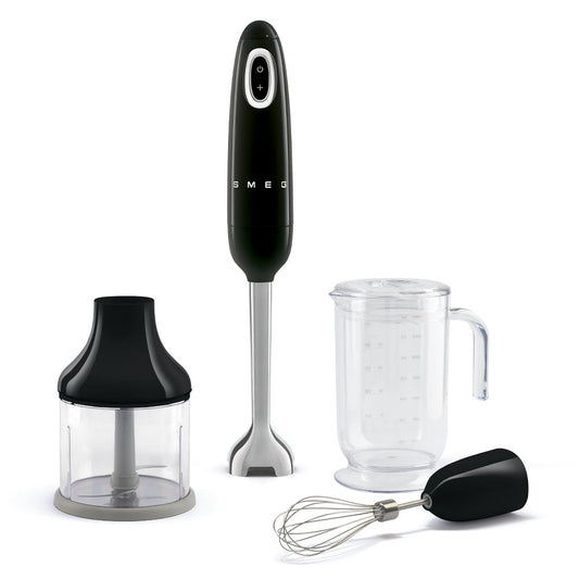 Retro-Style Hand Blender with Accessory Set - Black