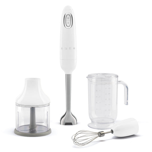 Retro-Style Hand Blender with Accessory Set - White