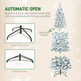 HOMCOM 6ft Pre-Lit Snow-Flocked Slim Douglas Fir Artificial Christmas Tree with Realistic Branches, 250 LED Lights and 462 Tips