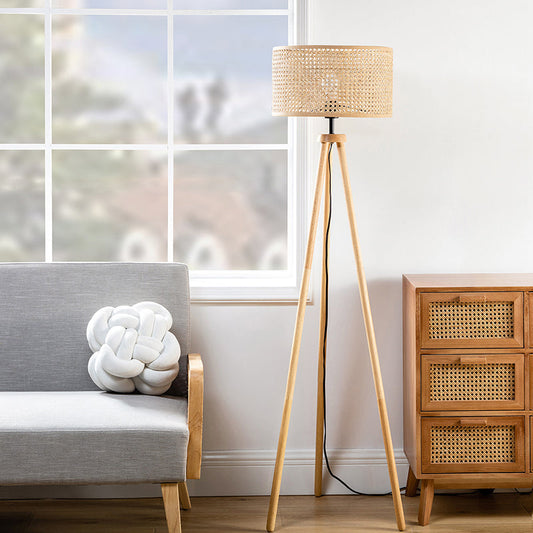 Easyshift™ Tripod Floor Lamp with Rattan Shade