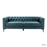 Capsa 84″ Vegan Leather Tufted Sofa – Mid-Century Glam, Durable & Breathable