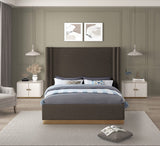 Halton Contemporary Bed with Stylish Brushed Gold Base and Luxurious Boucle Fabric Design