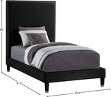 Harlie Velvet Bed - Chic Contemporary Design with Elegant Brass Nailheads & Sophisticated Style