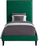 Harlie Velvet Bed - Chic Contemporary Design with Elegant Brass Nailheads & Sophisticated Style