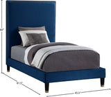 Harlie Velvet Bed - Chic Contemporary Design with Elegant Brass Nailheads & Sophisticated Style