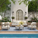 Harmonti 4-Piece Patio Conversation Set with Composite Concrete Round Coffee Tables