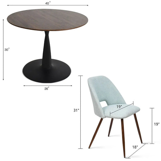 Harold & Edwin 40'' Modern Round Dining Table Set for 4 (5-Piece)