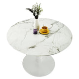 Harris 40" Faux Marble Top Round Pedestal Dining Table