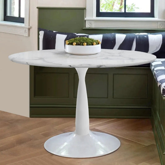 Harris 40" Faux Marble Top Round Pedestal Dining Table