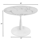 Harris 40" Faux Marble Top Round Pedestal Dining Table