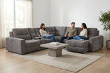 Haven Gunmetal 7-Piece Sleeper Sectional with Sliding Seats and Storage
