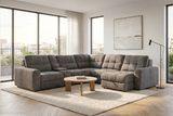 Haven Gunmetal 7-Piece Sleeper Sectional with Sliding Seats and Storage