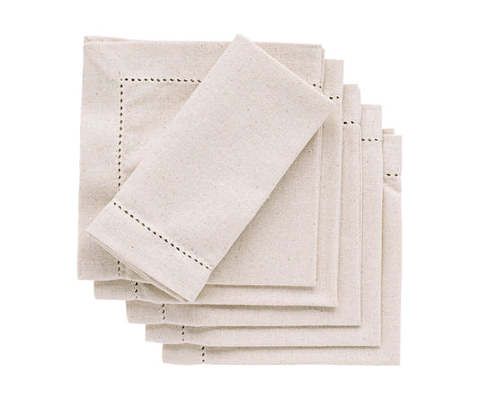 Natural Hemstitch Napkins - Cocktail Napkins 12 inch