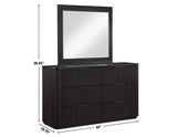 Henry 65″ 6-Drawer Reeded Dresser and Mirror, Espresso Finish