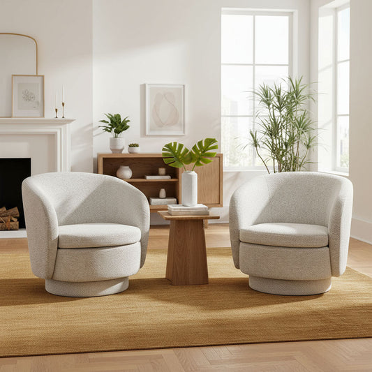 Hera Upholstered Swivel Barrel Chair (1-Piece)