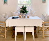 Cotton Linen Tablecloth - White Hemstitched