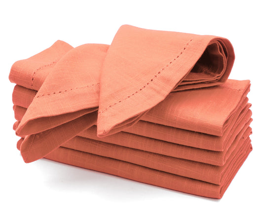 Hemstitch Cotton Napkins - Coral Napkins