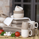 Savannah 16PC Ceramic Dinnerware Set, Taupe - Closeout