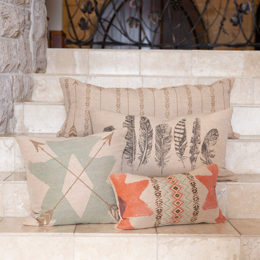 Aztec Burlap Turquoise Throw Pillow